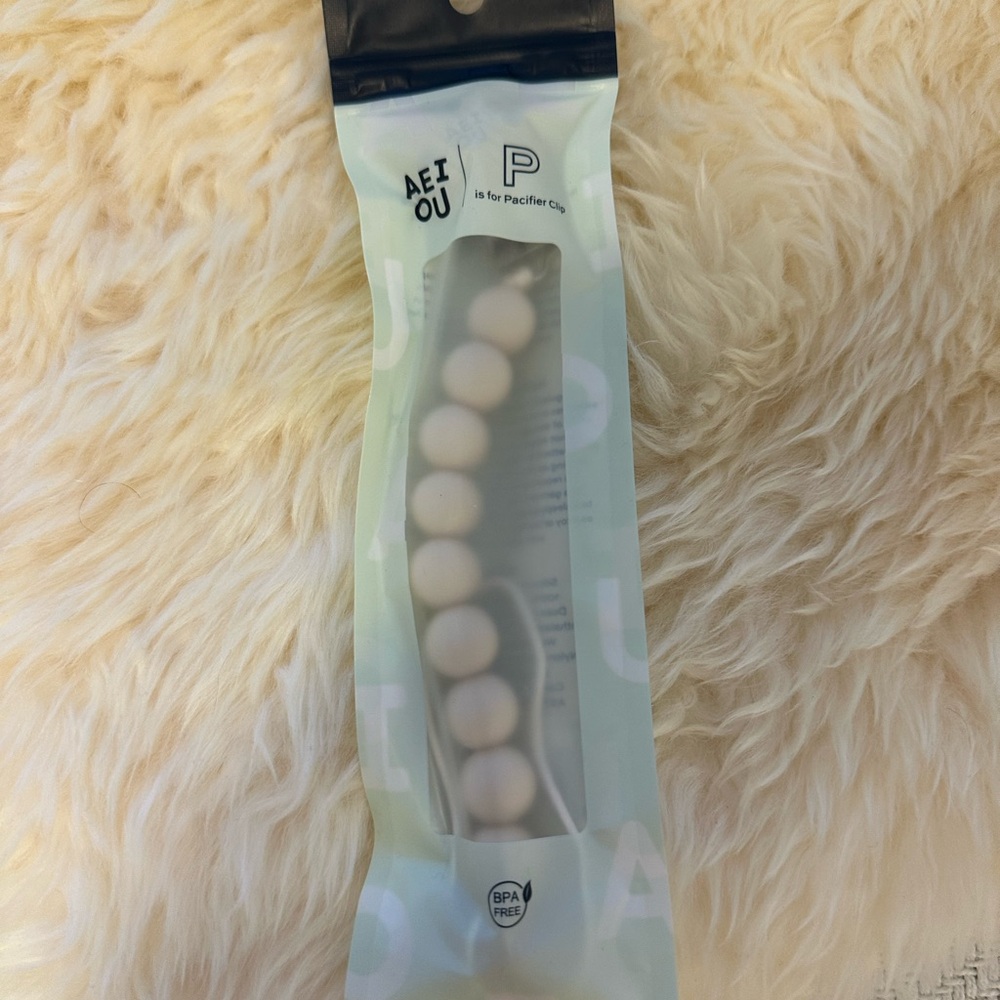 AEIOU Pacifier Clip - New In Package
